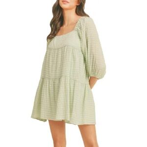 Lush Balloon Sleeve Tiered Baby Doll Dress